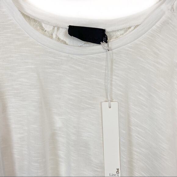 Line & Dot Top Oversized Romantic White Lace Back Short Sleeve Size Medium New - Picture 5 of 14